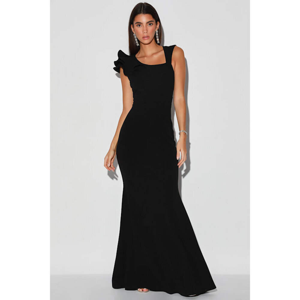 Lulus Lucette Black Sleeveless Ruffled Mermaid Maxi Dress - Size S